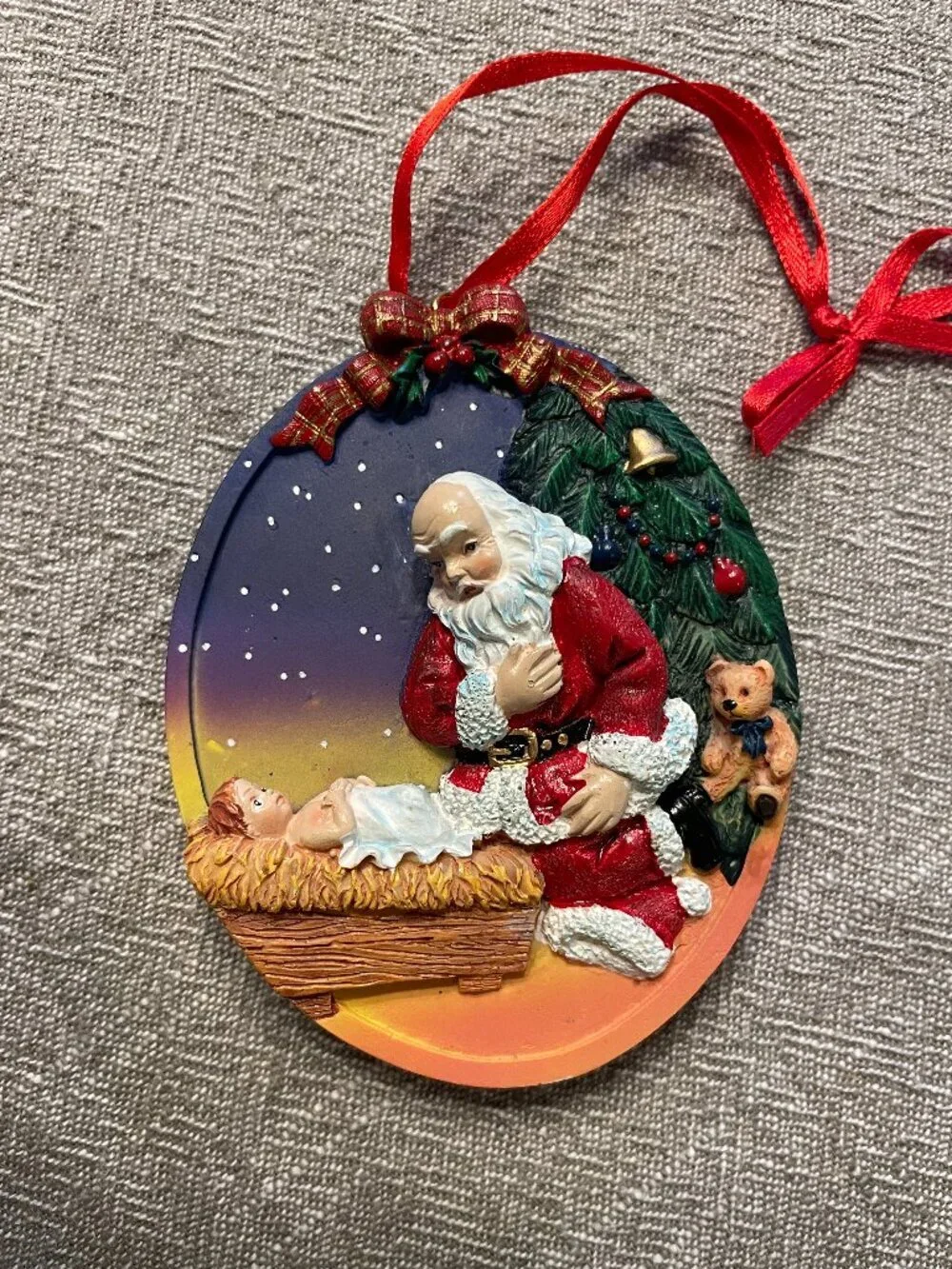 VTG Ornament Santa's Christmas Prayer by Alda Monteschio Poetry 1995 NO BOX!